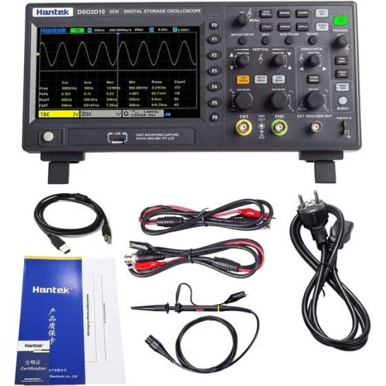 Hantek DSO2D10 100Mhz 2CH Signal Generation Oscilloscope With Signal Source EU Plug - 1