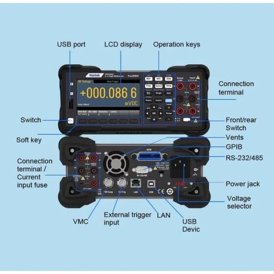 HANTEK HDM3055 5 1/2 Digital DeskTop Multimeter A Single Front Panel UK Plug Interface:USB-232-485 - 3