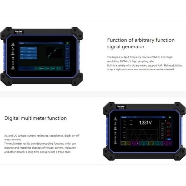 Hantek TO1204D Touch Screen Digital Oscilloscope 4CH 200Mhz 1GSa/s + 25Mhz Signal Source+Multimeter EU Plug With Battery - 3