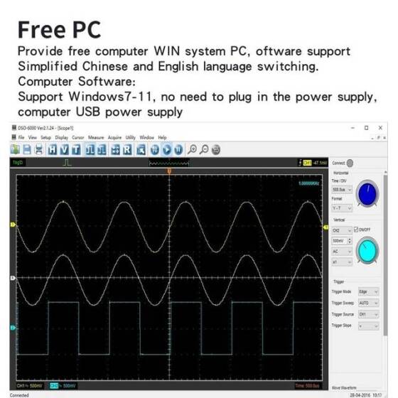 Hantek6074BC USB Virtual Oscilloscope 4 CH 70MHz - 3