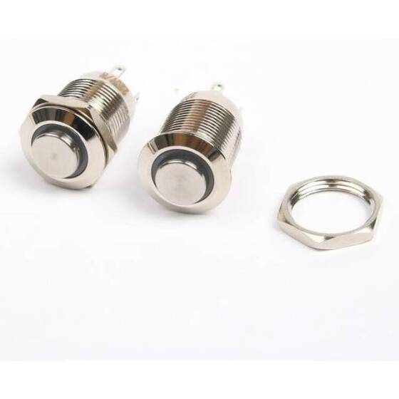 High Head 12mm 110-220V Waterproof Momentary Self-Reset Metal Push Button Switch With Red Led Light - 2