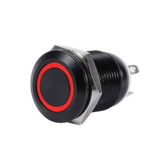 High Head 12mm 110-220V Waterproof Self-Locking Metal Push Button Switch With Yellow Led Light And Switch Socket Button Connector - 3