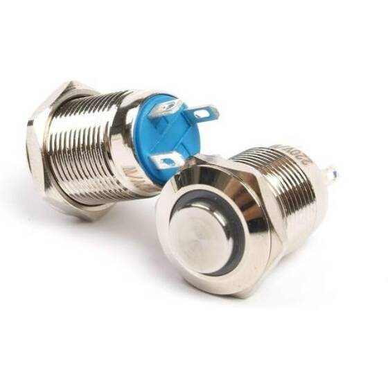 High Head 12mm 12-24V Waterproof Momentary Self-Reset Metal Push Button Switch With Green Led Light - 3