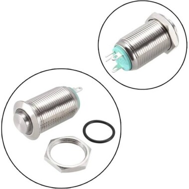 High Head 12mm 3-6V Waterproof Self-Locking Metal Push Button Switch With Blue Led Light - 2