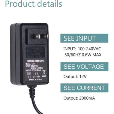High Quality Full Amperes 12V 1.2A US Plug Adapter - 2