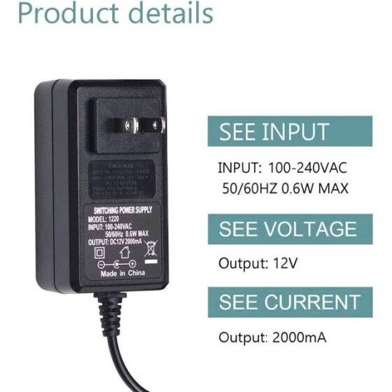 High Quality Full Amperes 12V 2A US Plug Adapter - 2