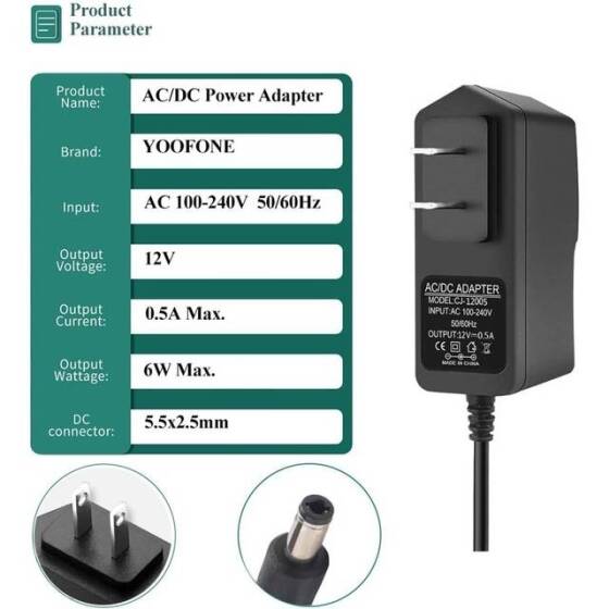 High Quality Full Amperes 12V 500MA US Plug Adapter - 2