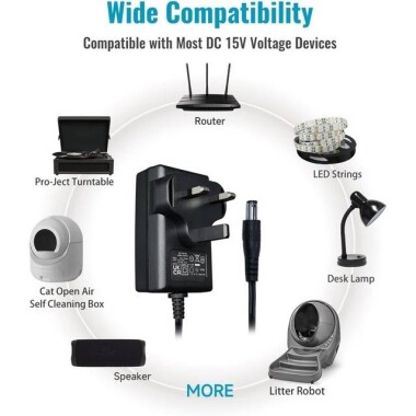 High Quality Full Amperes 15V 1A UK Plug Adapter - 4