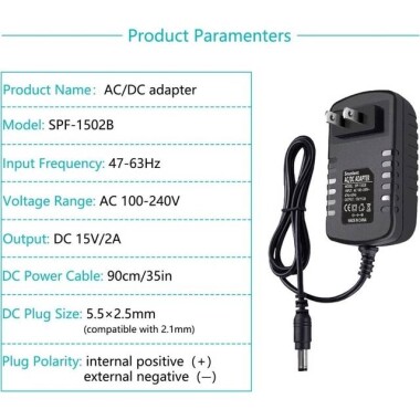 High Quality Full Amperes 15V 2A EU Plug Adapter - 2