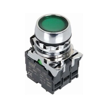 ISM-BW33M5 220V Illuminated Spring Metal Button - Green - Görsu Elektronik