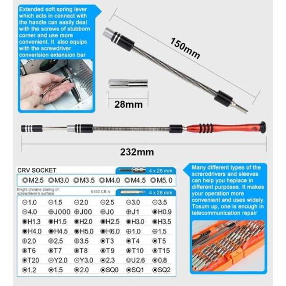 JAKEMY JM-8125 Home Computer Maintenance Screwdriver Combination Set - Plastic Box - 4