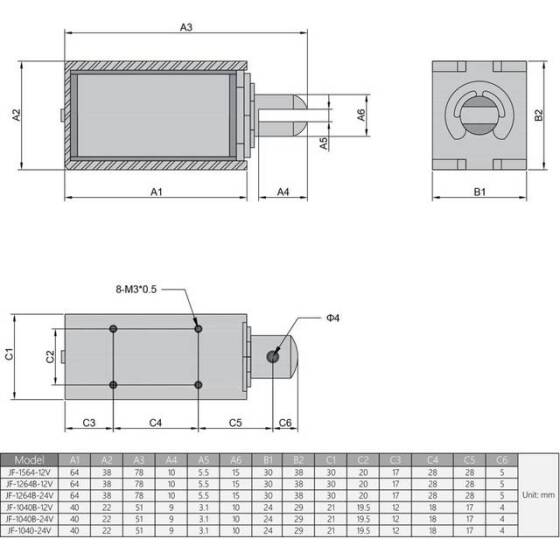 JF-1040B DC12V 25N 10mm Push-Pull Permeable Electromagnet Lock - 5
