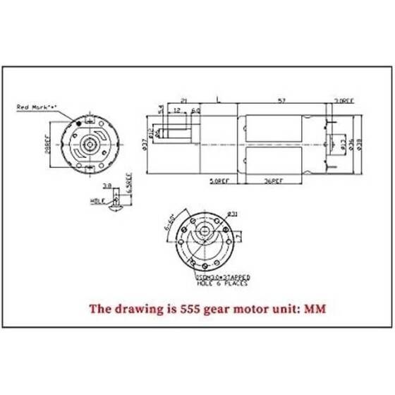 JGB37-555 DC12V 56RPM High Torque DC Low Speed Forward And Reverse Reduction Motor Without Encoder - 3