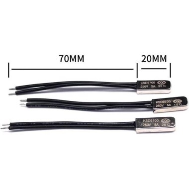 KSD9700 5A 250V PlasticTemperature Control Switch - 125C Normally Closed - 2