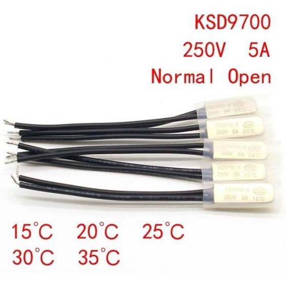 KSD9700/BK05-BB1D 5A 250V Metallic Shell Temperature Control Switch - 120C Normally Closed - 3