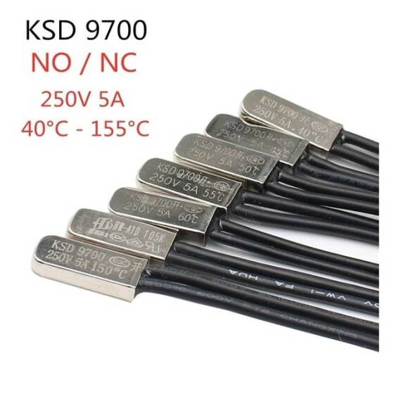 KSD9700/BK05-BB1D 5A 250V Metallic Shell Temperature Control Switch - 95C Normally Closed - 2