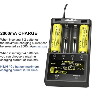 LiitoKala Lii-300 18650 Battery Charger 18650 26650 14500 10440 17500 1.2V AA AAA Capacity Test Usb 5V Output Large LCD Display Full Set EU Plug - 5