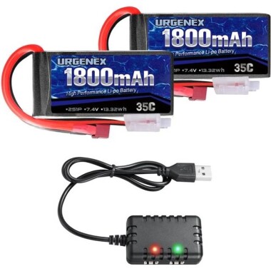 Lion 5200MAH 2S 7.4V 35C High Power High Quality Model Airplane LIPO Battery JST Female - 1