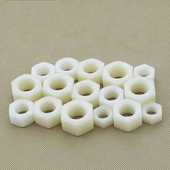 M10 White Hexagonal Nylon Nut - 3