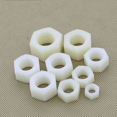 M10 White Hexagonal Nylon Nut - 4