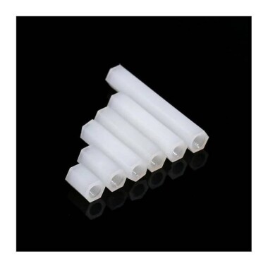 M2-5x10mm White Nylon Double Pass Hexagonal Column Isolation Column - 4