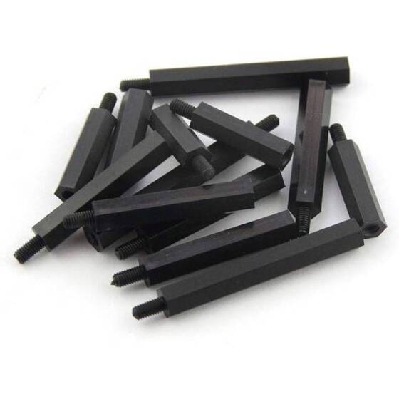 M2-5x25+6mm Black Hexagonal Nylon Column Single Head - 2