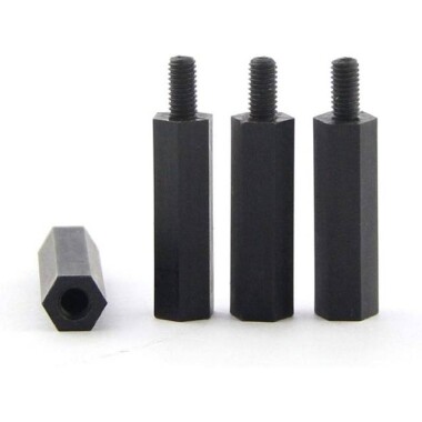 M2-5x25+6mm Black Hexagonal Nylon Column Single Head - 5