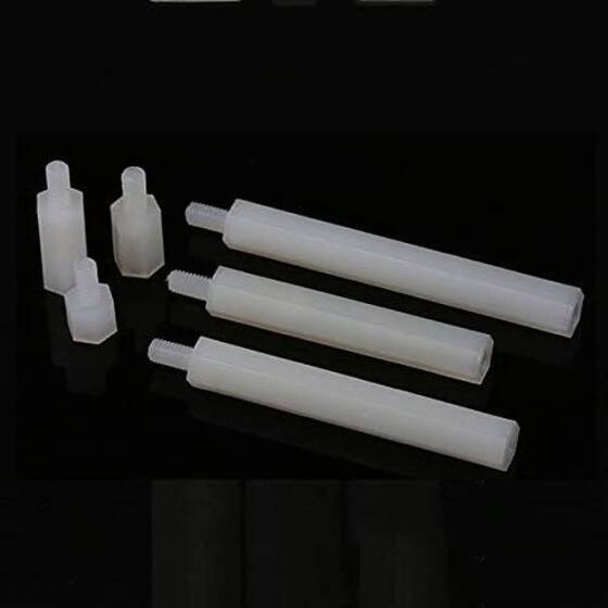 M2-5x25+6mm White Hexagonal Nylon Column Single Head - 1