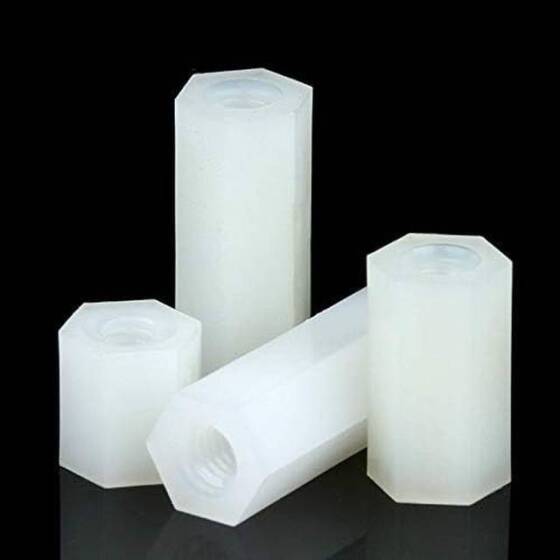 M2-5x25mm White Nylon Double Pass Hexagonal Column Isolation Column - 2