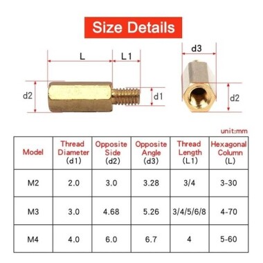 M2.5 5mm Female-Male Spacer (Standoff) Hexagon Copper Stud-M2.5 5mmFemale + 3mm Male - 2