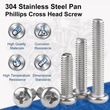 M2x20 304 Stainless Steel Cross Recessed Pan Head Screws Phillips Screws - 3
