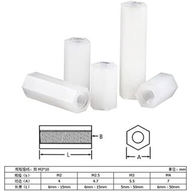 M3x10mm White Nylon Double Pass Hexagonal Column Isolation Column - 2
