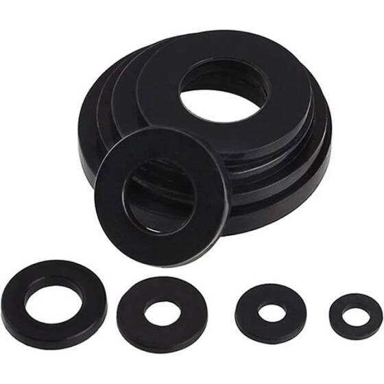M3x10x1mm Black Nylon Flat Washer - 2