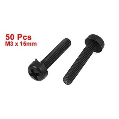 M3x15 Black Plastic Nylon Pan Head Phillips Screw - 3