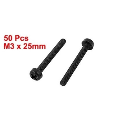 M3x25 Black Plastic Nylon Pan Head Phillips Screw - 3