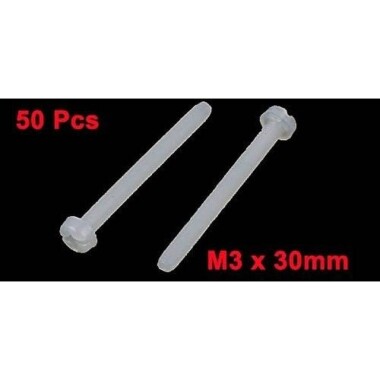 M3x30 White Plastic Nylon Pan Head Phillips Screw - 3