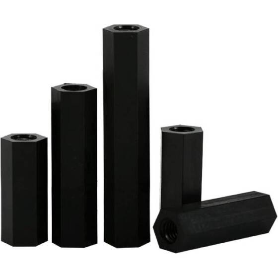 M3x45mm Black Nylon Double Pass Hexagonal Column Isolation Column - 1