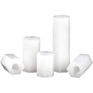 M3x45mm White Nylon Double Pass Hexagonal Column Isolation Column - 3