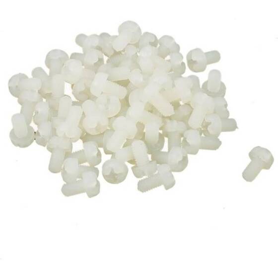 M3x5 White Plastic Nylon Pan Head Phillips Screw - 1