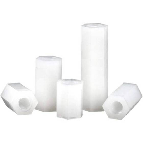 M3x6mm White Nylon Double Pass Hexagonal Column Isolation Column - 3
