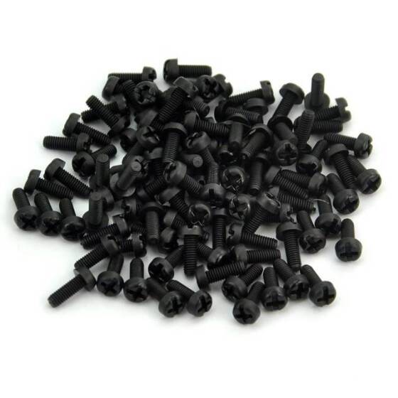 M3x8 Black Plastic Nylon Pan Head Phillips Screw - 1