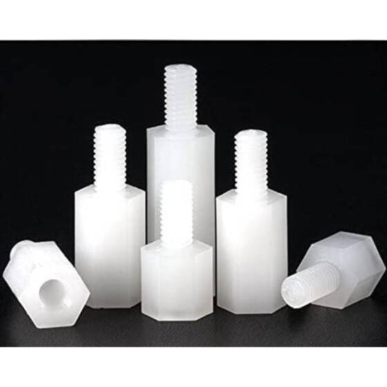 M3x9+6mm White Hexagonal Nylon Column Single Head - 1