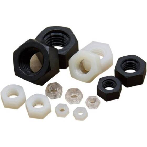 M8 White Hexagonal Nylon Nut - 1