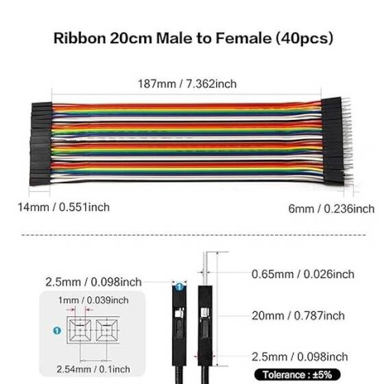 Male to Female Dupont Line 40 Pin 20cm 24AWG - 6