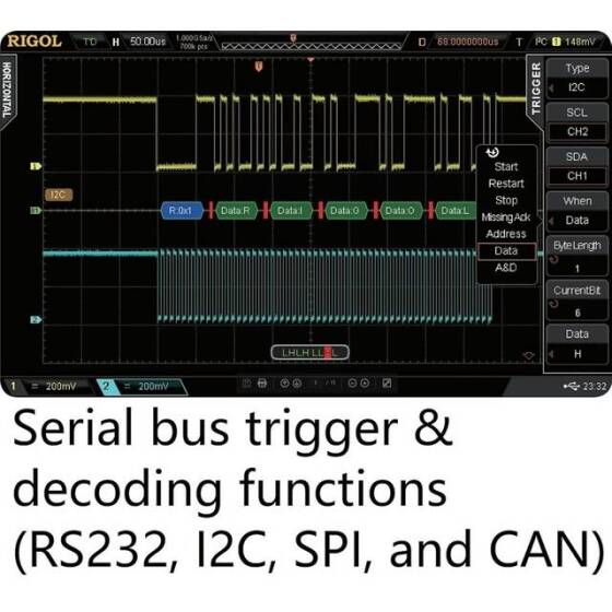 MCH DS-2300CA 300MHz Color Display 1GSa/s Sampling 2 Channel Digital Oscilloscope US Plug - 5