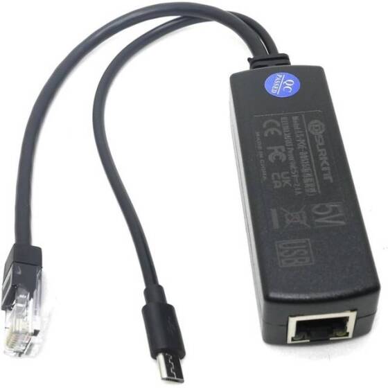 Mirco USB 100M PoE Splitter 48V To 5V 2.4A - 2