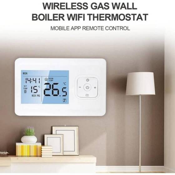 MK70GA Smart WiFi Thermostat LCD Touch Screen Boiler Type Remote Temperature Control 3A For Tuya APP-White Panel - 4