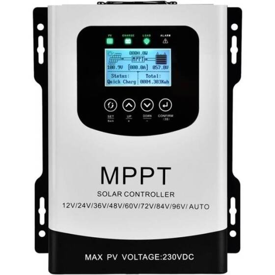 MPPT 60A 12V/24V/48V/72V/96V Intelligent LCD Solar Controller - PV Voltage 0V-230V - 1