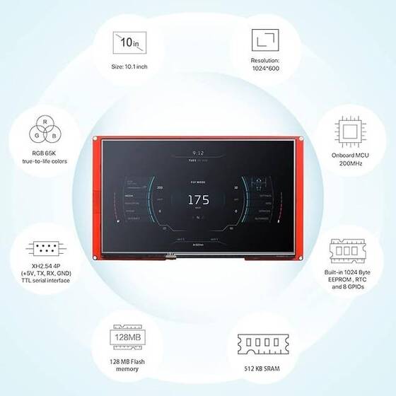 Nextion NX1060P101-011R-I 10.1 Inch Resistive Touch Screen Man-machine Interface HMI Kernel Enhanced Version - 3