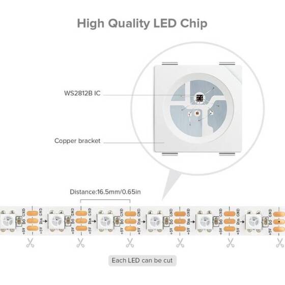 Non-Waterproof 5V WS2813B RGB5050 White SMD LED Strip 60 LED/Meter Flexible 5M/Roll IP30 - 2
